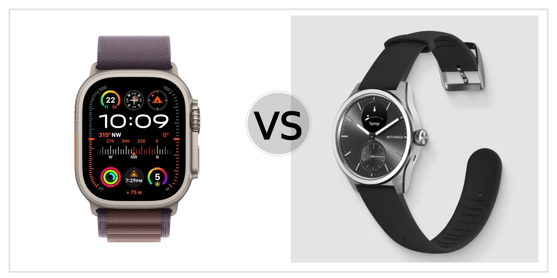 Compare Apple Watch Ultra 2 VS Withings ScanWatch 2 to see which is better